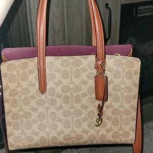 Coach Tan and Brown Shoulder Bag